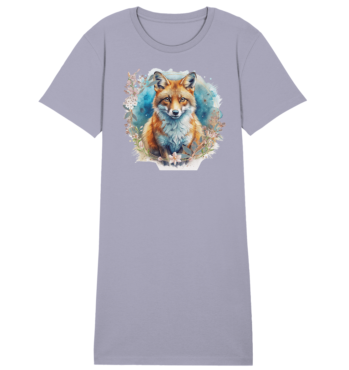 Flower Fox - Ladies Organic Shirt Dress - ArtfulShenwyn