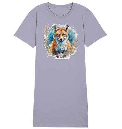 Flower Fox - Ladies Organic Shirt Dress - ArtfulShenwyn