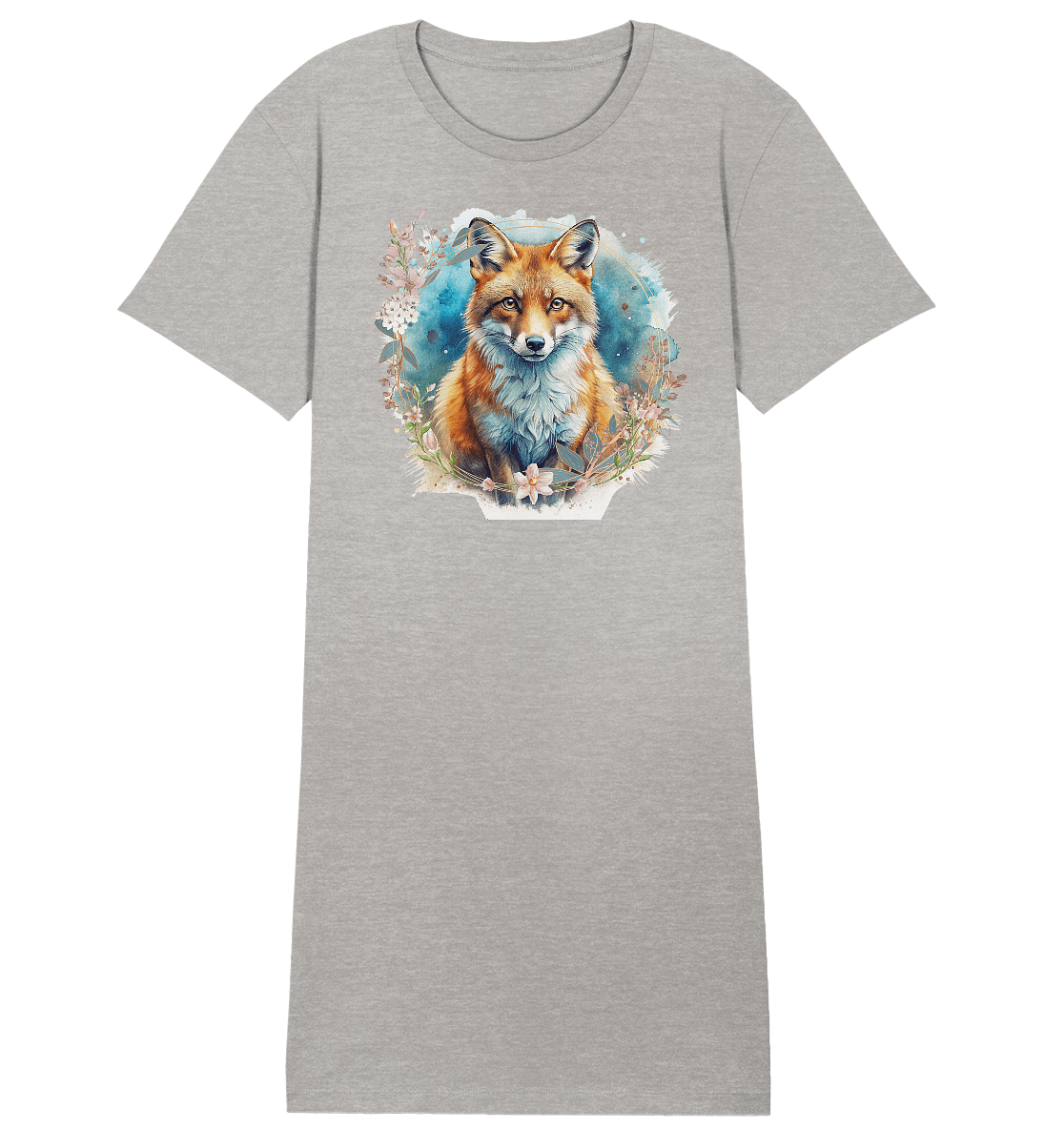 Flower Fox - Ladies Organic Shirt Dress - ArtfulShenwyn