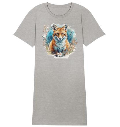 Flower Fox - Ladies Organic Shirt Dress - ArtfulShenwyn