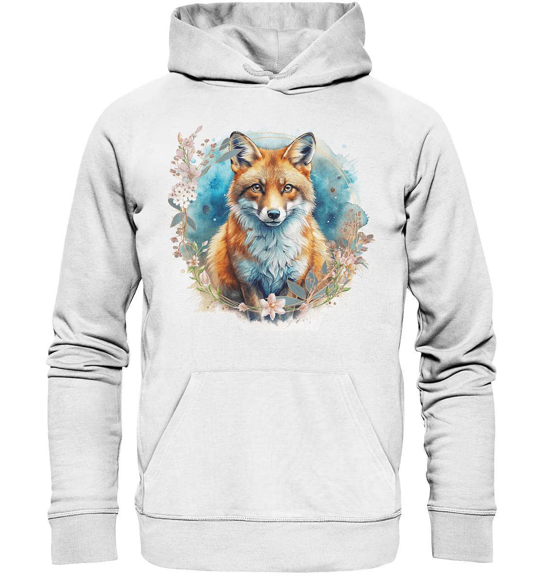 Flower Fox - Organic Basic Hoodie - ArtfulShenwyn