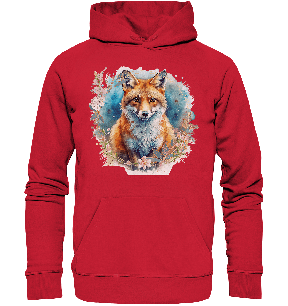 Flower Fox - Organic Basic Hoodie - ArtfulShenwyn