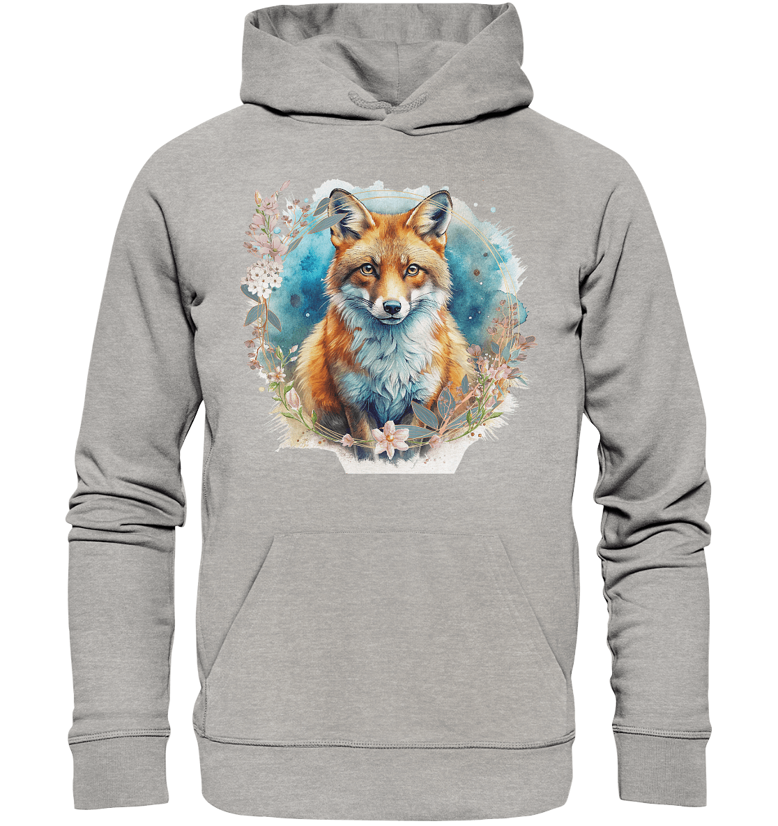 Flower Fox - Organic Basic Hoodie - ArtfulShenwyn