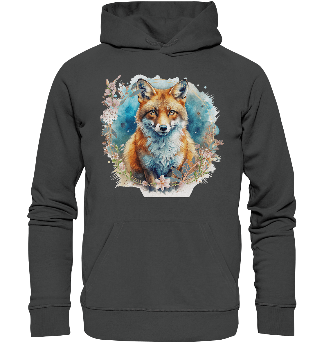 Flower Fox - Organic Basic Hoodie - ArtfulShenwyn