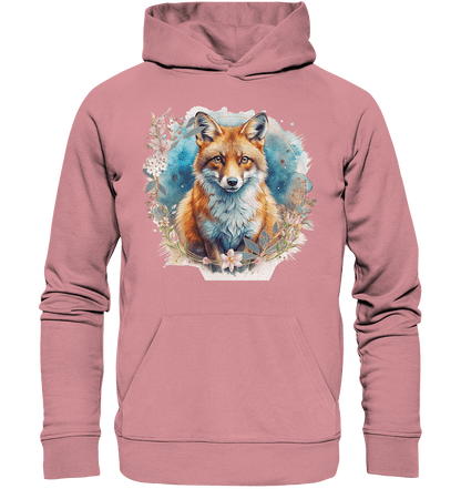 Flower Fox - Organic Basic Hoodie - ArtfulShenwyn