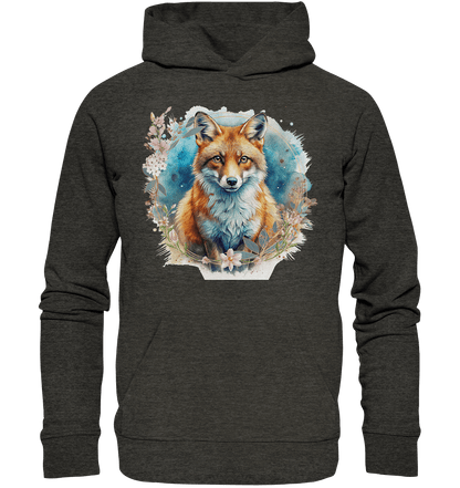 Flower Fox - Organic Basic Hoodie - ArtfulShenwyn