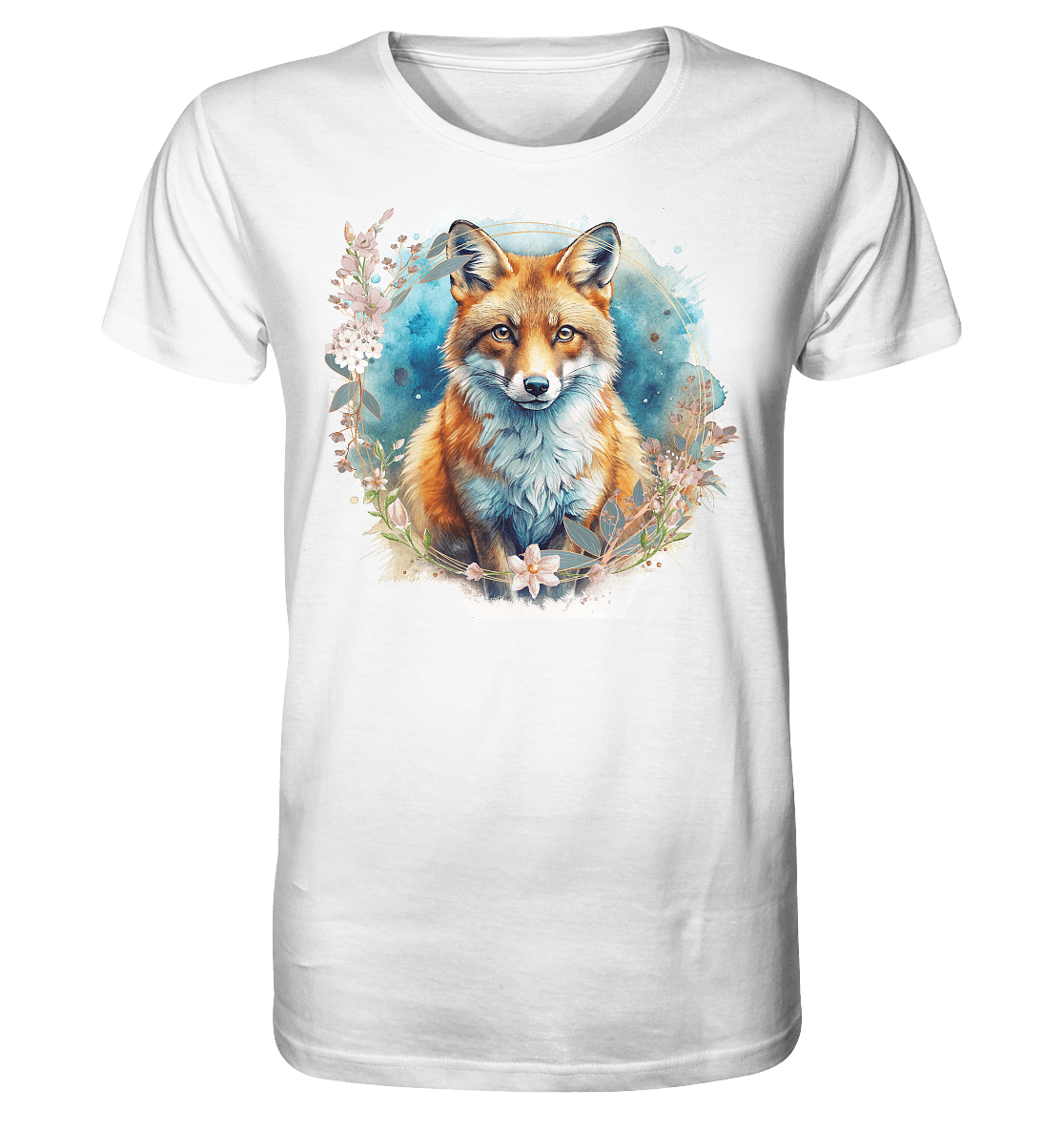 Flower Fox - Organic Basic Shirt - ArtfulShenwyn