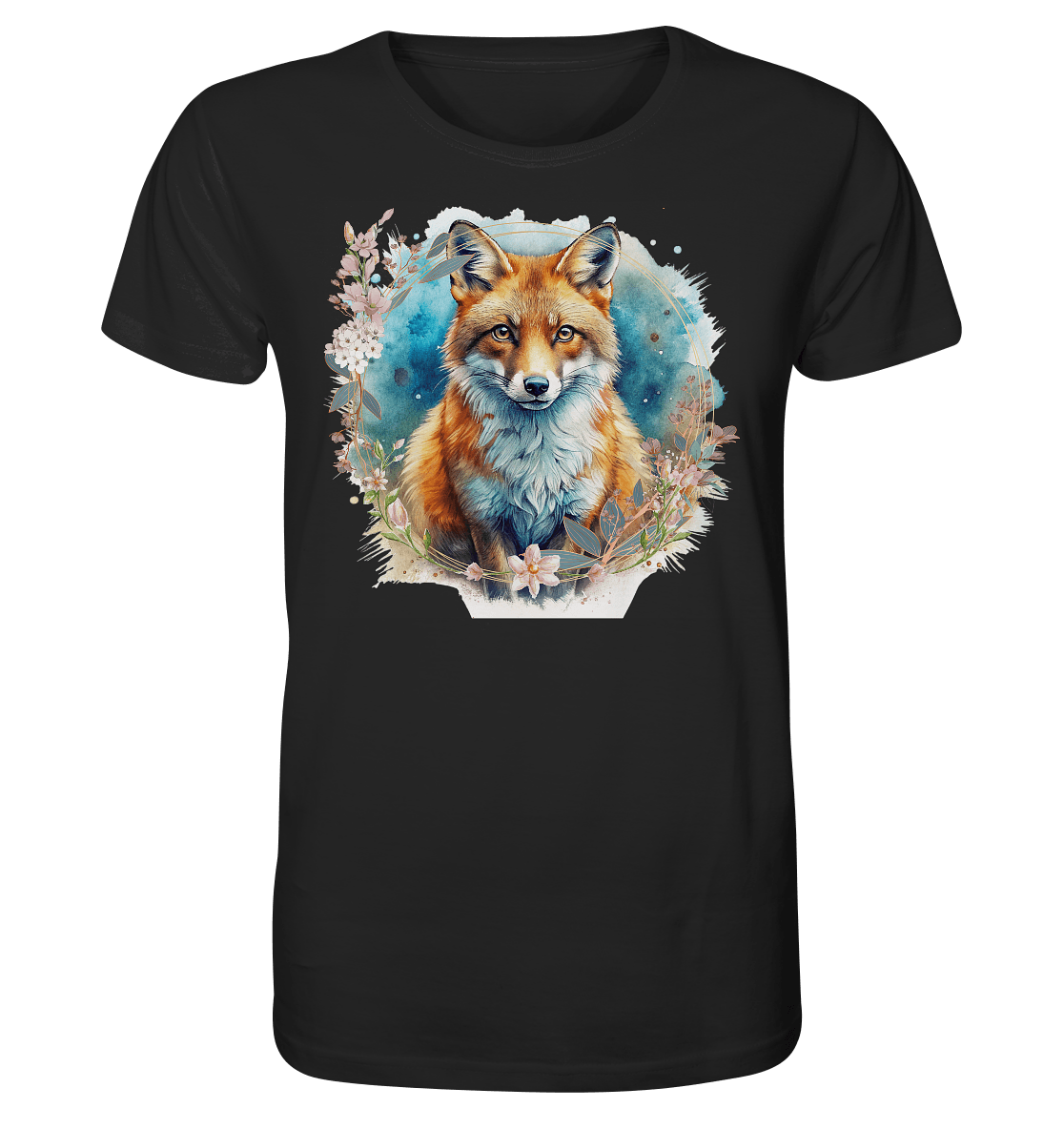 Flower Fox - Organic Basic Shirt - ArtfulShenwyn