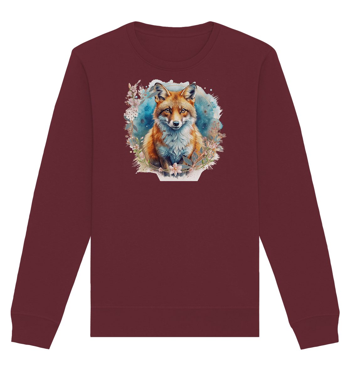 Flower Fox - Organic Basic Unisex Sweatshirt - ArtfulShenwyn