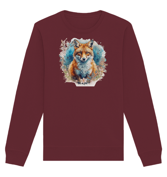 Flower Fox - Organic Basic Unisex Sweatshirt - ArtfulShenwyn