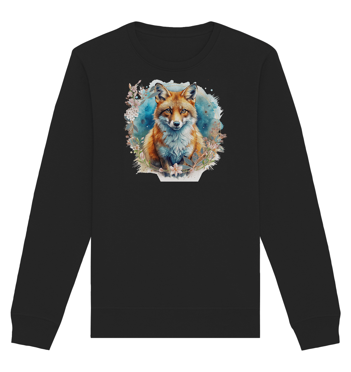 Flower Fox - Organic Basic Unisex Sweatshirt - ArtfulShenwyn