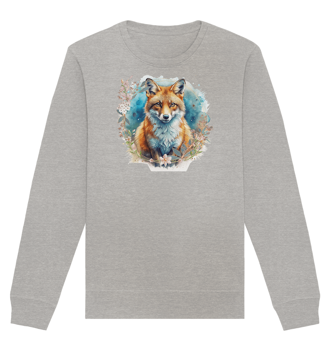 Flower Fox - Organic Basic Unisex Sweatshirt - ArtfulShenwyn