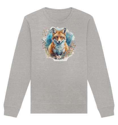 Flower Fox - Organic Basic Unisex Sweatshirt - ArtfulShenwyn