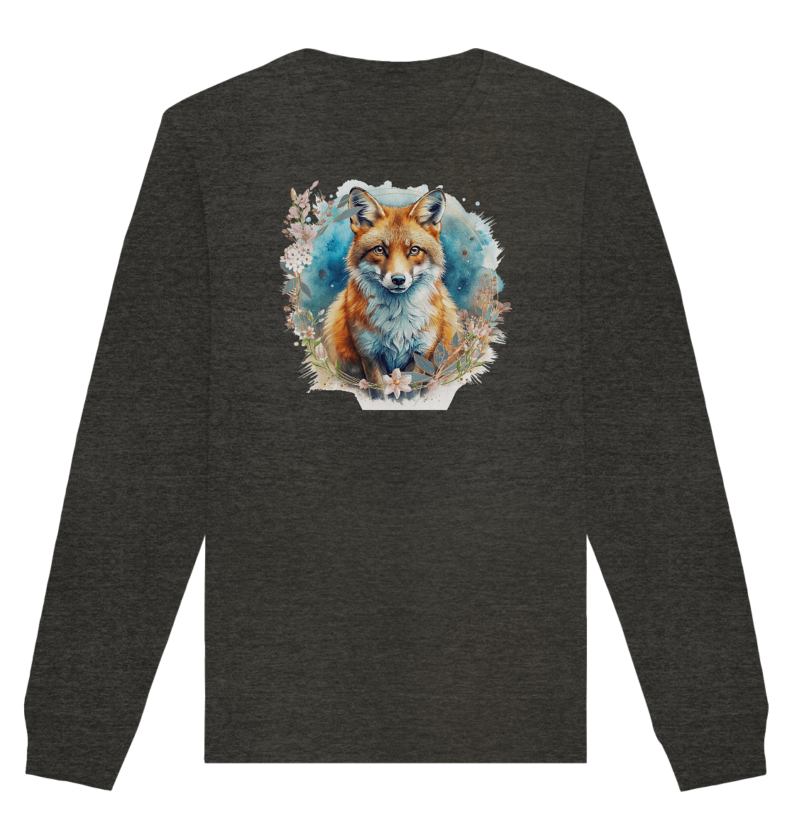 Flower Fox - Organic Basic Unisex Sweatshirt - ArtfulShenwyn