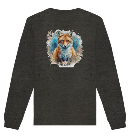 Flower Fox - Organic Basic Unisex Sweatshirt - ArtfulShenwyn