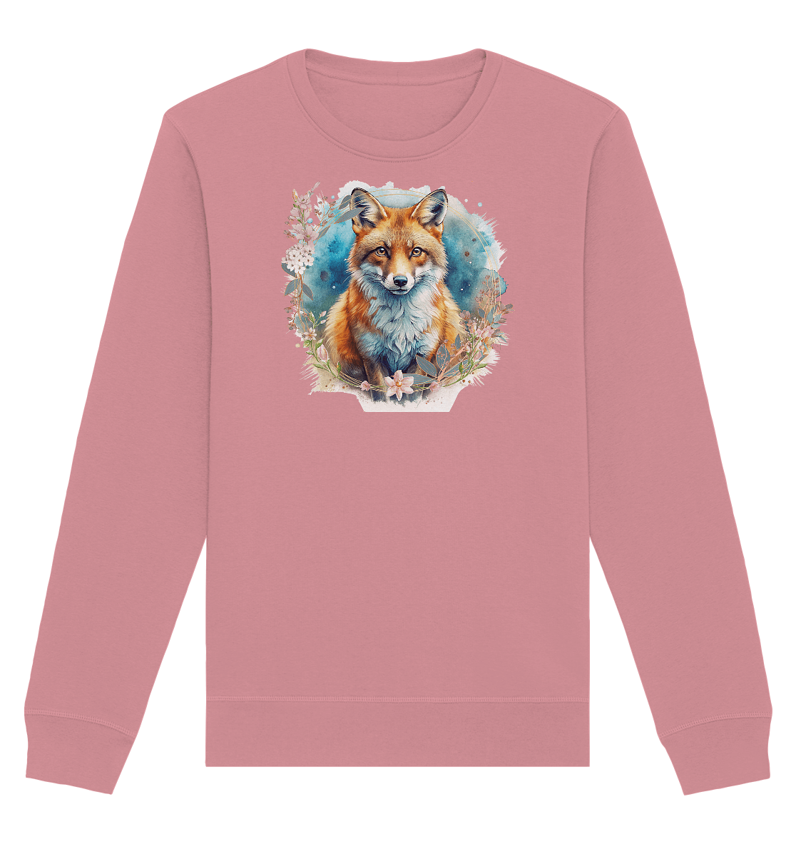 Flower Fox - Organic Basic Unisex Sweatshirt - ArtfulShenwyn