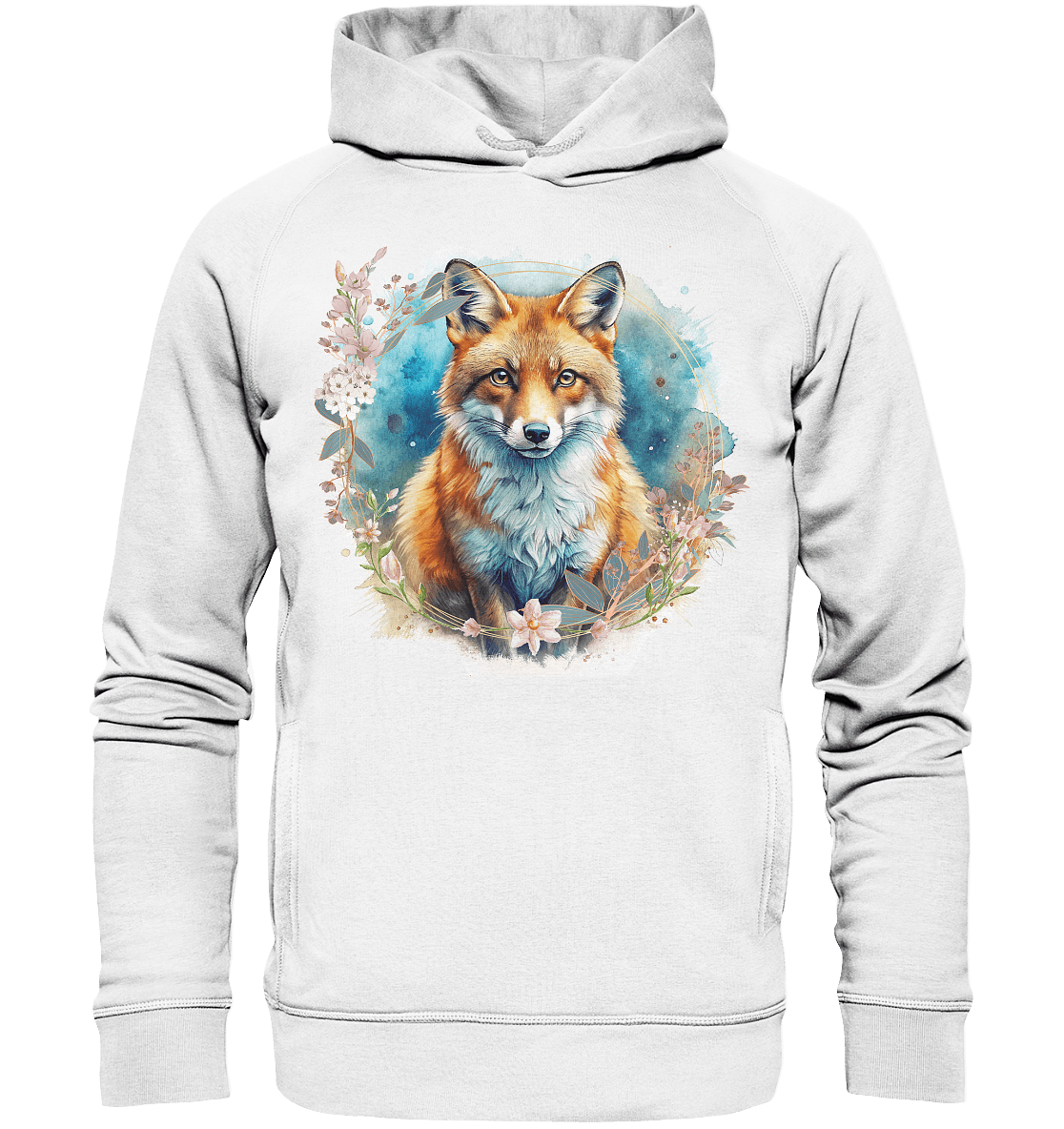 Flower Fox - Organic Fashion Hoodie - ArtfulShenwyn