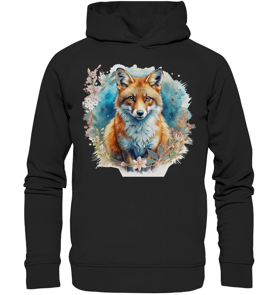 Flower Fox - Organic Fashion Hoodie - ArtfulShenwyn