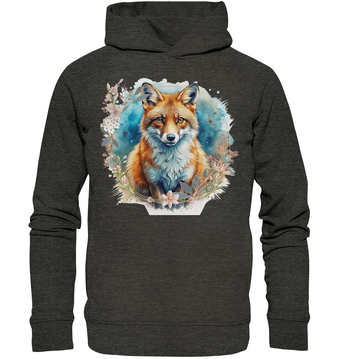 Flower Fox - Organic Fashion Hoodie - ArtfulShenwyn