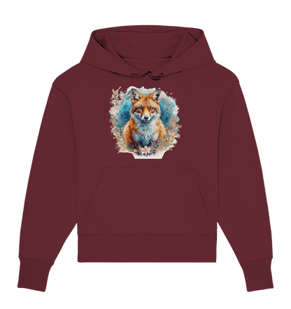 Flower Fox - Organic Oversize Hoodie - ArtfulShenwyn