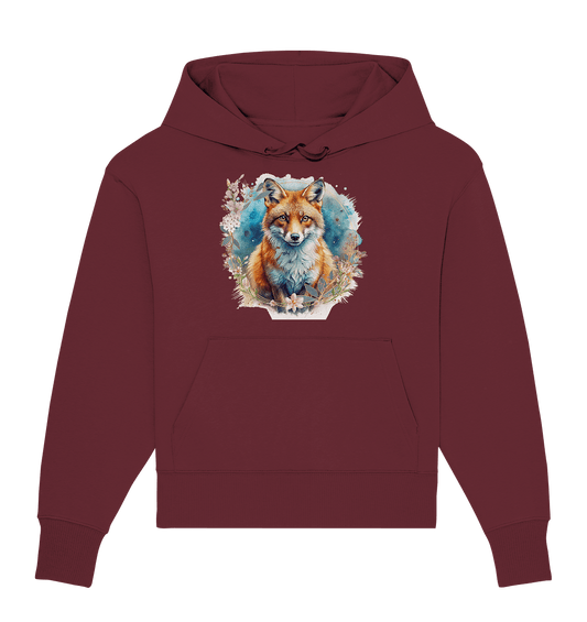 Flower Fox - Organic Oversize Hoodie - ArtfulShenwyn