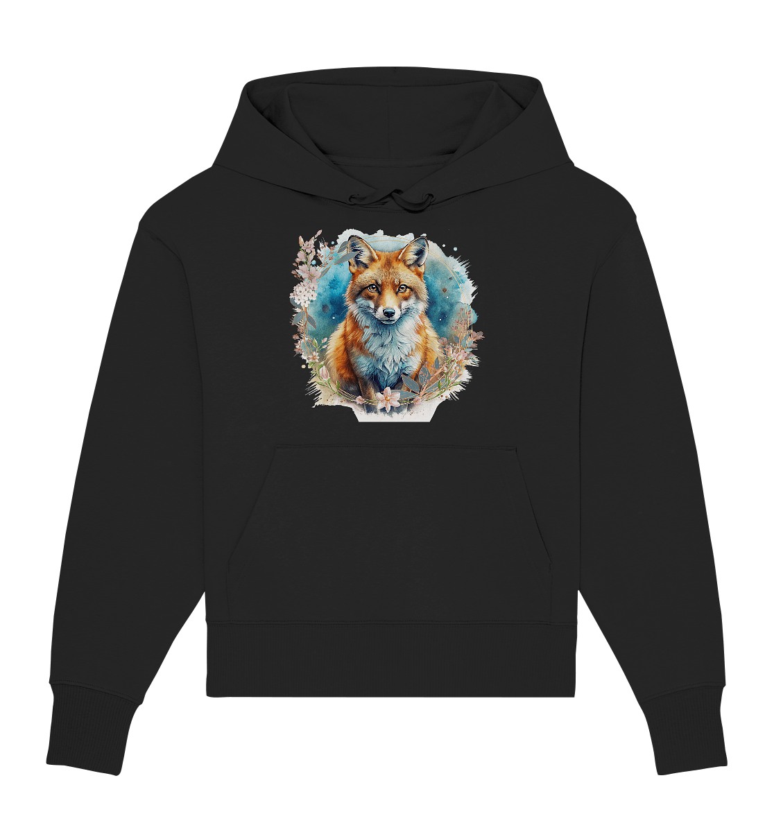 Flower Fox - Organic Oversize Hoodie - ArtfulShenwyn