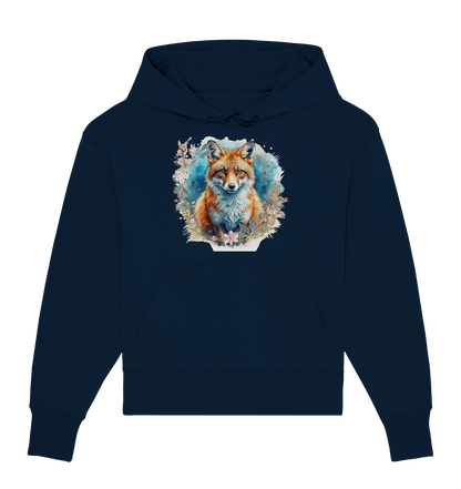 Flower Fox - Organic Oversize Hoodie - ArtfulShenwyn