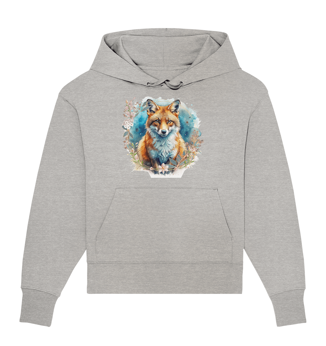 Flower Fox - Organic Oversize Hoodie - ArtfulShenwyn