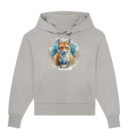 Flower Fox - Organic Oversize Hoodie - ArtfulShenwyn