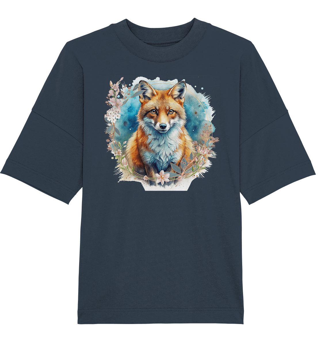 Flower Fox - Organic Oversize Shirt - ArtfulShenwyn