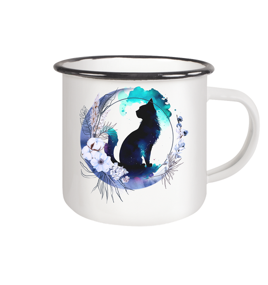 Moon Cat - Emaille Tasse (Black)