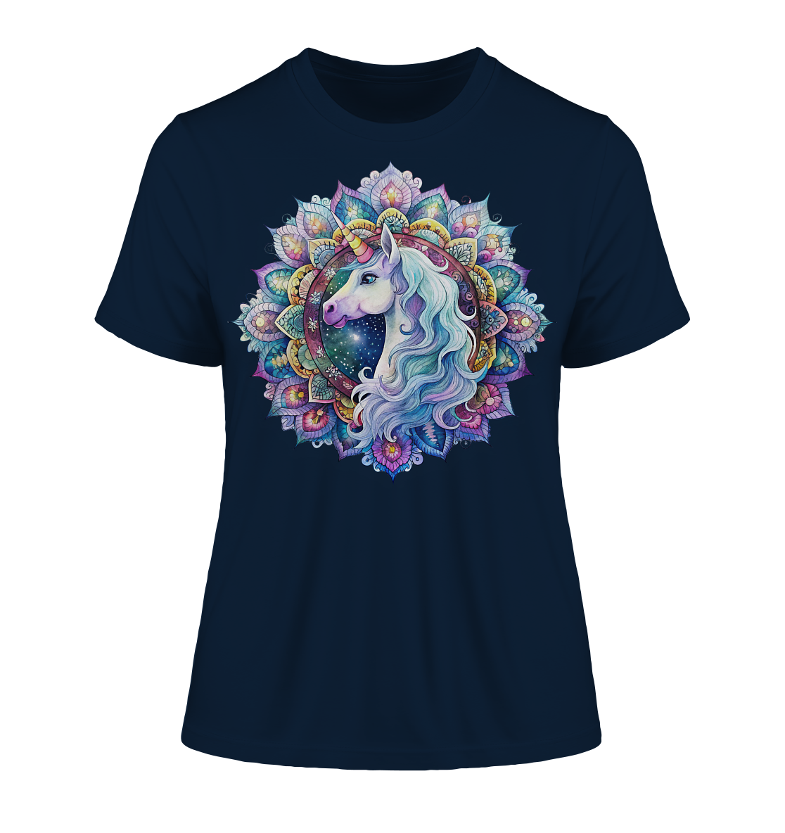 Einhorn Mandala - Fitted Ladies Organic Shirt