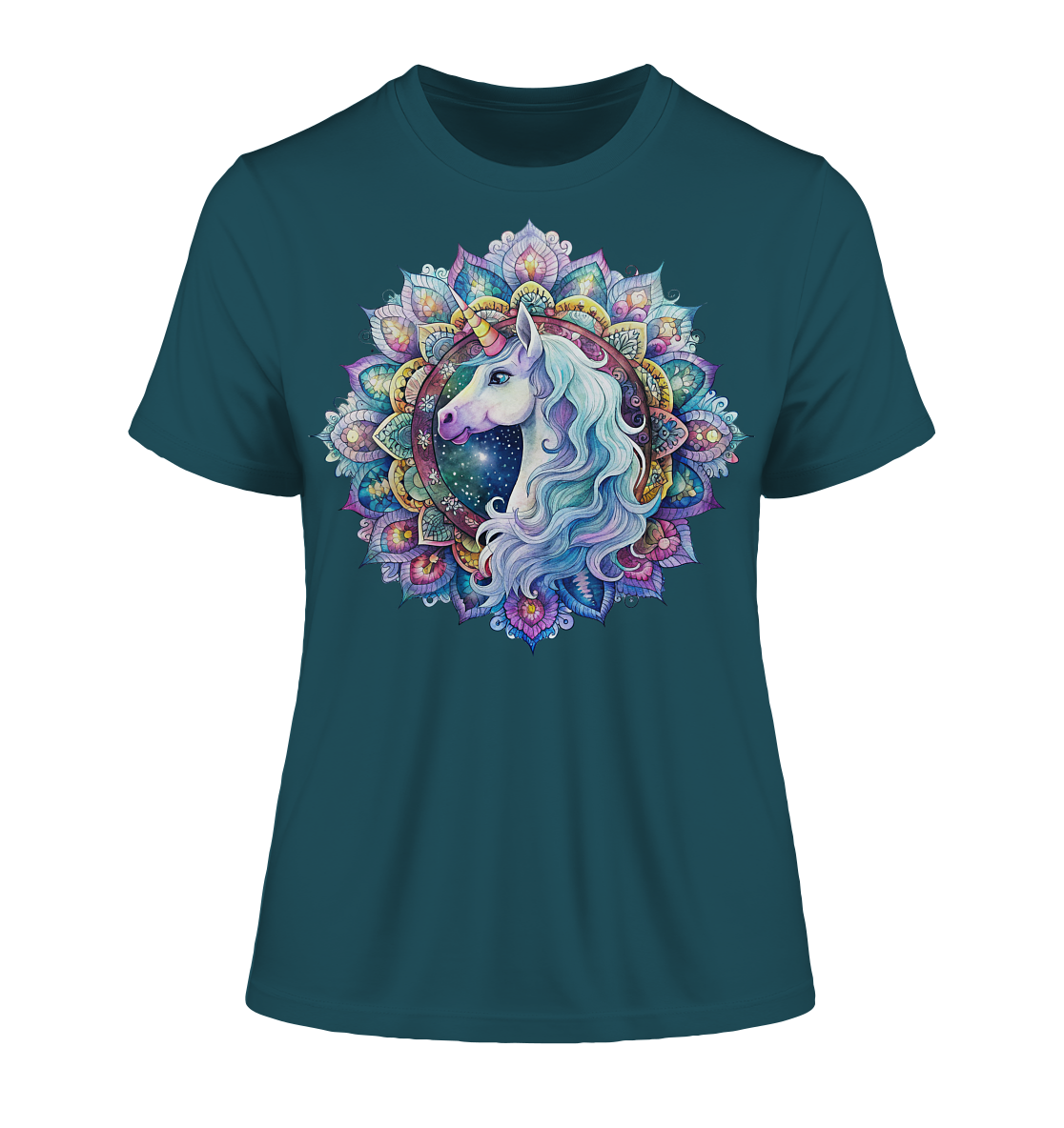 Einhorn Mandala - Fitted Ladies Organic Shirt