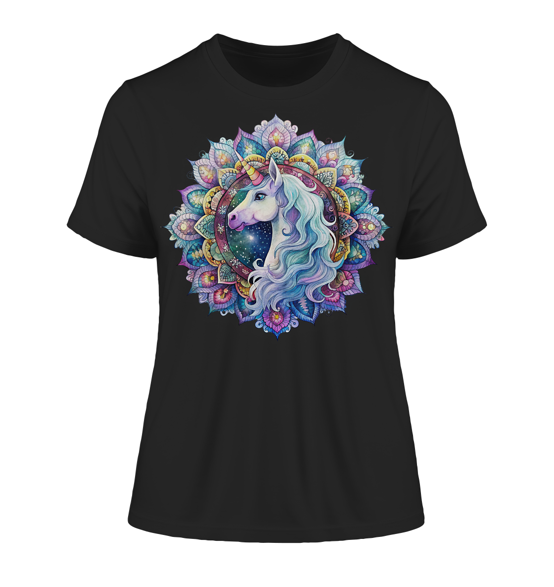 Einhorn Mandala - Fitted Ladies Organic Shirt