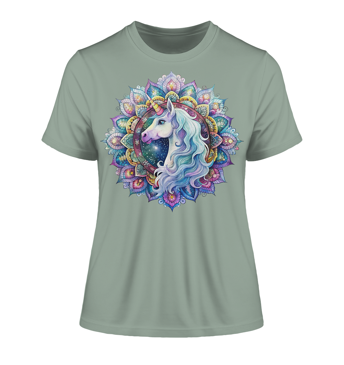 Einhorn Mandala - Fitted Ladies Organic Shirt