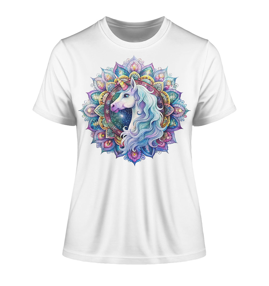 Einhorn Mandala - Fitted Ladies Organic Shirt