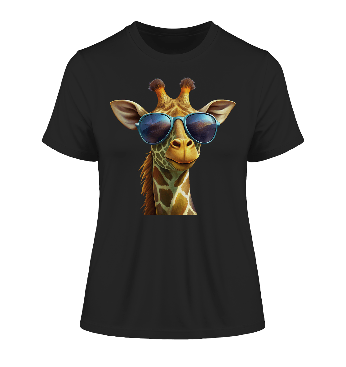 Giraffe mit Sonnenbrille - Fitted Ladies Organic Shirt - ArtfulShenwyn