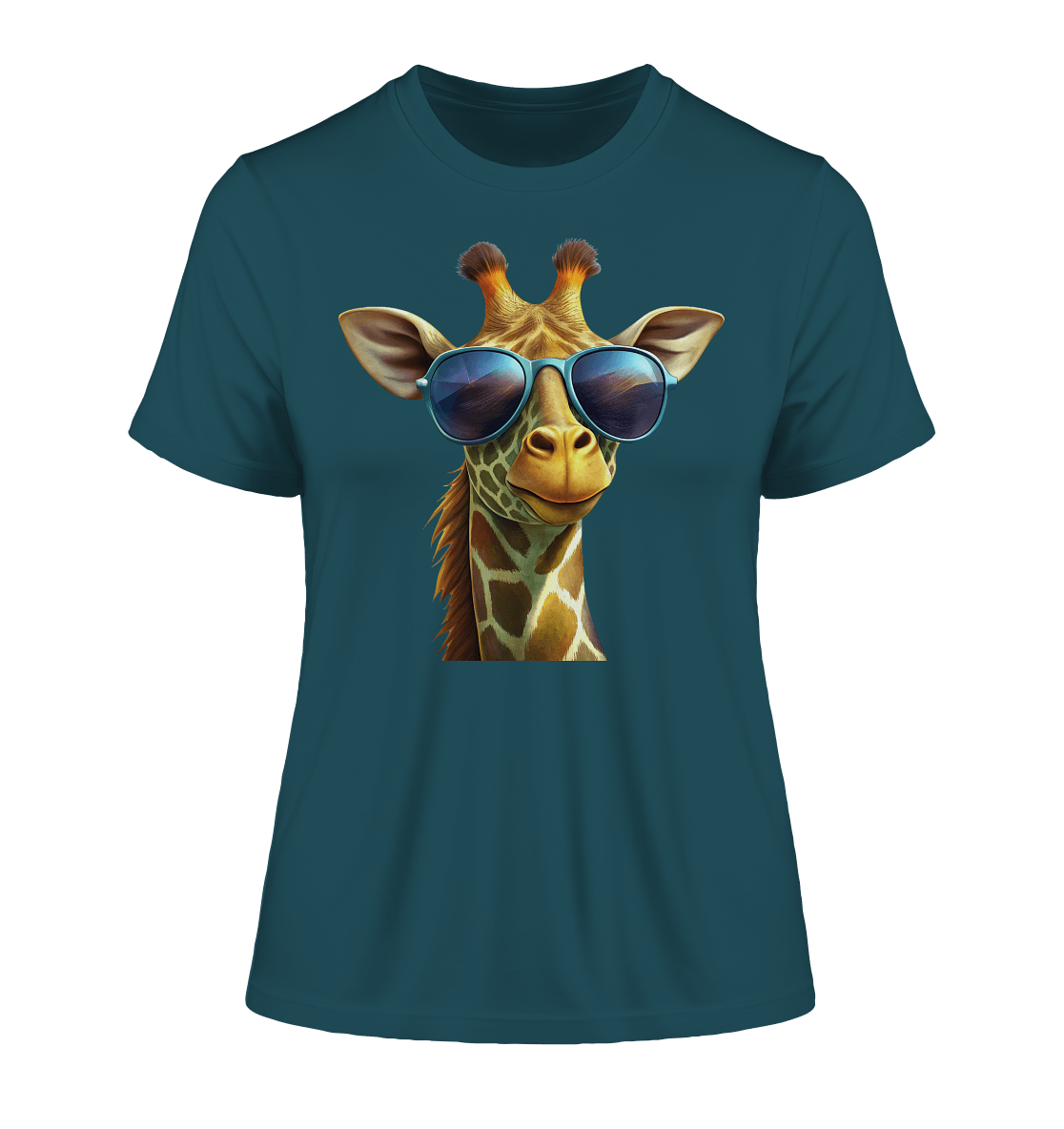 Giraffe mit Sonnenbrille - Fitted Ladies Organic Shirt - ArtfulShenwyn