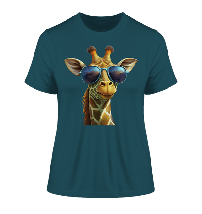 Giraffe mit Sonnenbrille - Fitted Ladies Organic Shirt - ArtfulShenwyn