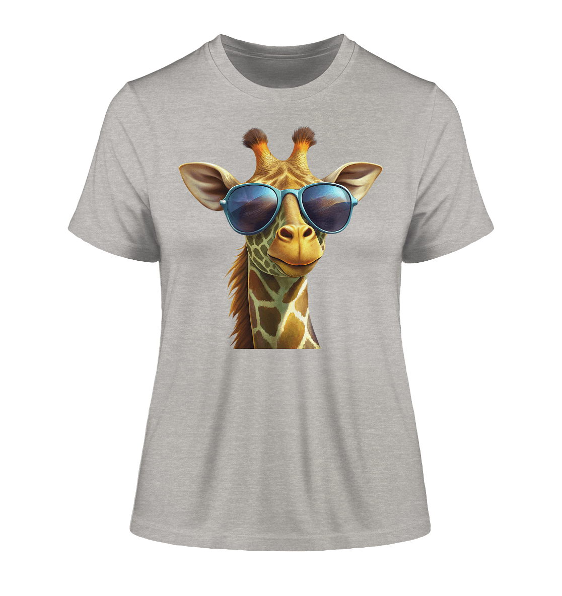 Giraffe mit Sonnenbrille - Fitted Ladies Organic Shirt - ArtfulShenwyn