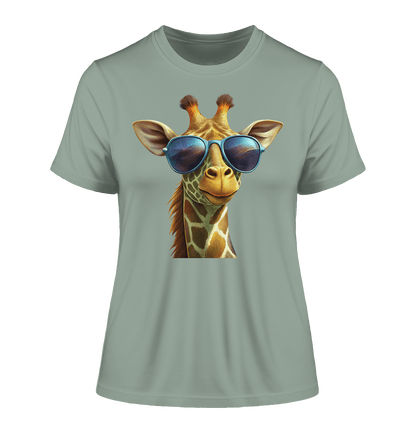 Giraffe mit Sonnenbrille - Fitted Ladies Organic Shirt - ArtfulShenwyn