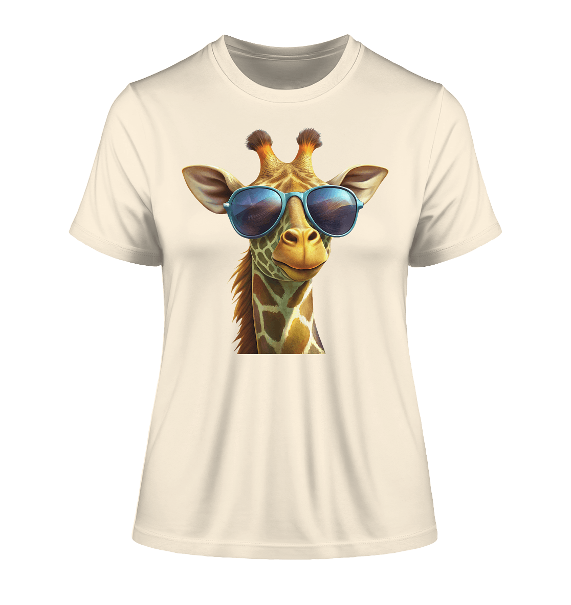 Giraffe mit Sonnenbrille - Fitted Ladies Organic Shirt - ArtfulShenwyn