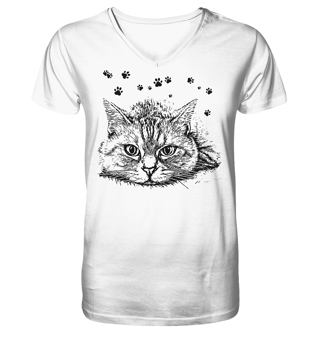 Katze - Mens Organic V-Neck Shirt - ArtfulShenwyn