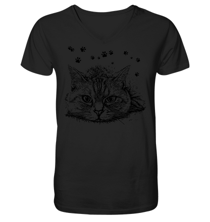 Katze - Mens Organic V-Neck Shirt - ArtfulShenwyn