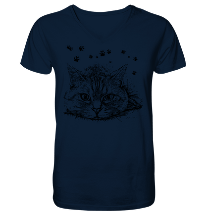 Katze - Mens Organic V-Neck Shirt - ArtfulShenwyn