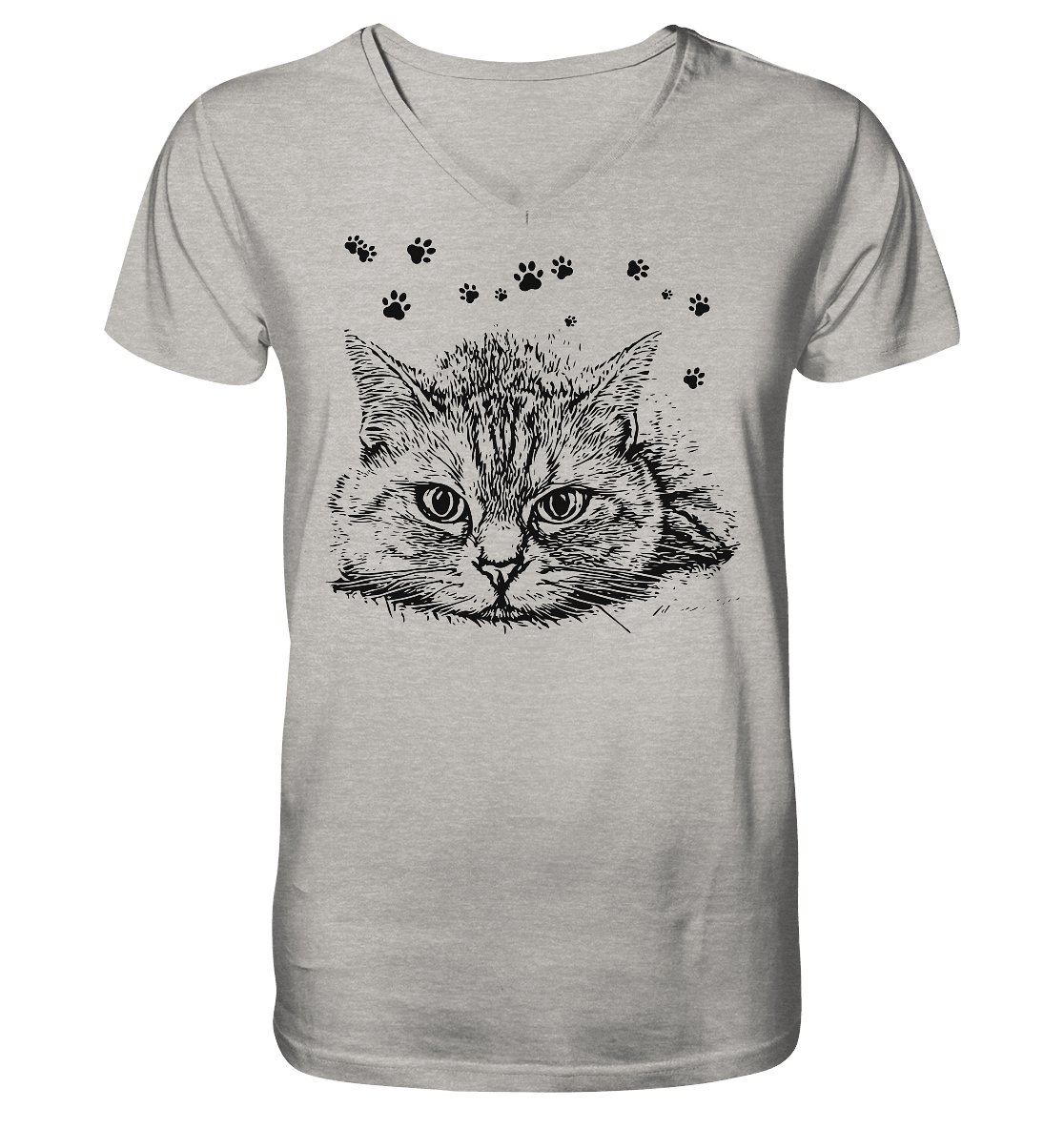 Katze - Mens Organic V-Neck Shirt - ArtfulShenwyn