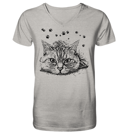 Katze - Mens Organic V-Neck Shirt - ArtfulShenwyn