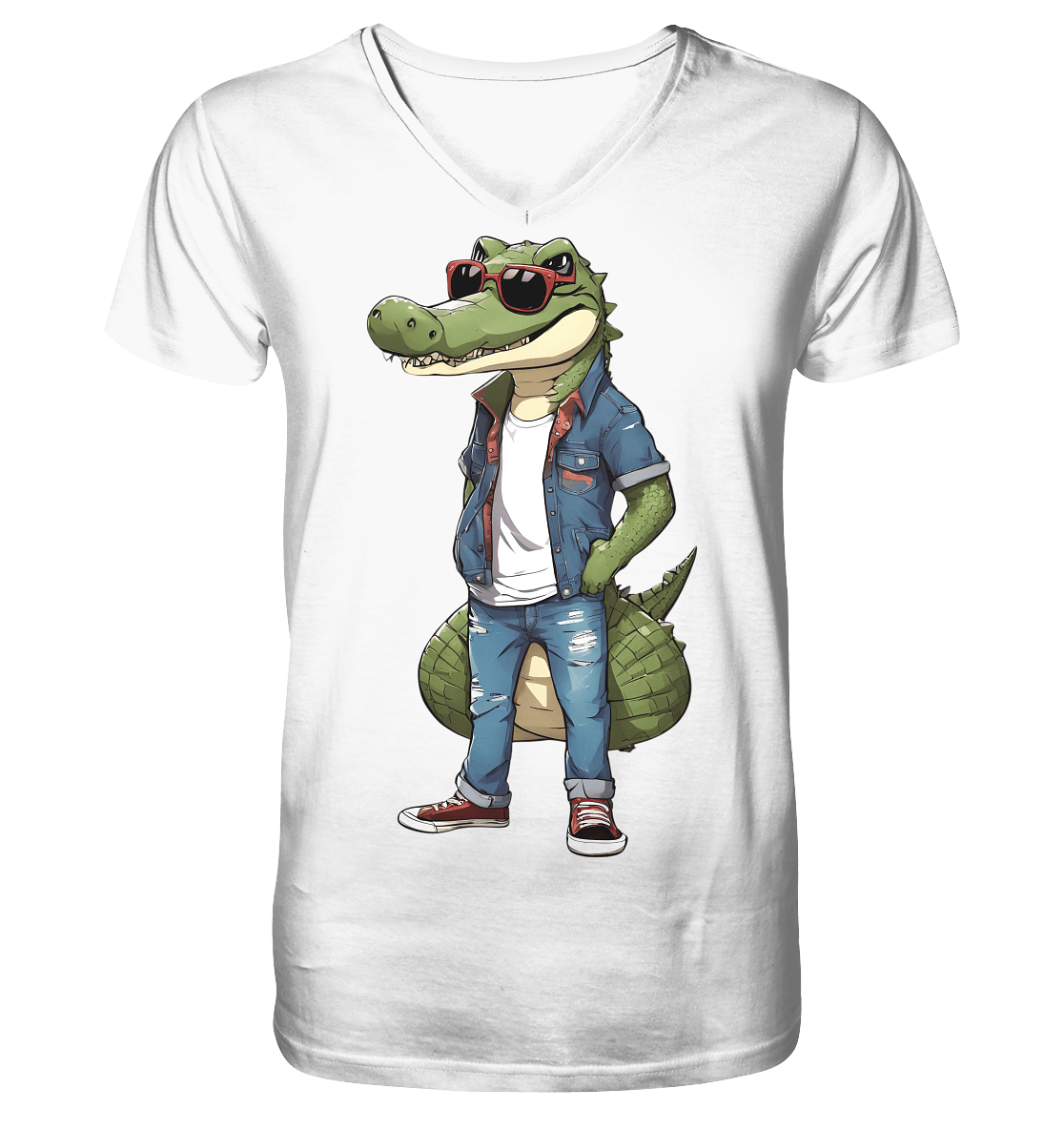 Krokodil - Mens Organic V-Neck Shirt - ArtfulShenwyn