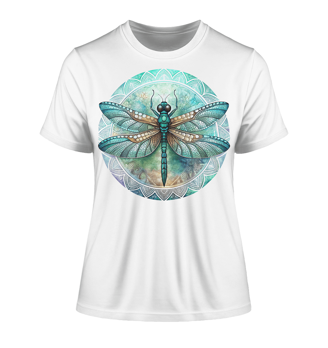 Libelle grün Mandala - Fitted Ladies Organic Shirt - ArtfulShenwyn