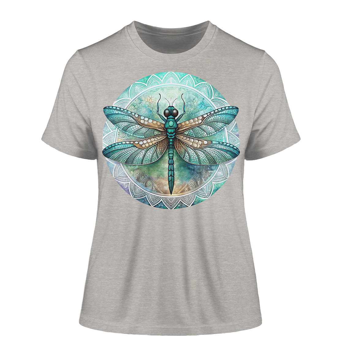 Libelle grün Mandala - Fitted Ladies Organic Shirt - ArtfulShenwyn